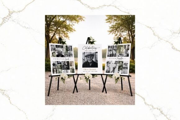 3 Panel Funeral Poster Collage B W FR001: A Thoughtful Design for Memorial Tributes