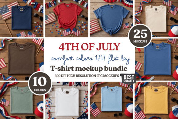 4th of July C1717 Flat Lay Mockup Bundle: Elevating Design Presentation for Modern Creators