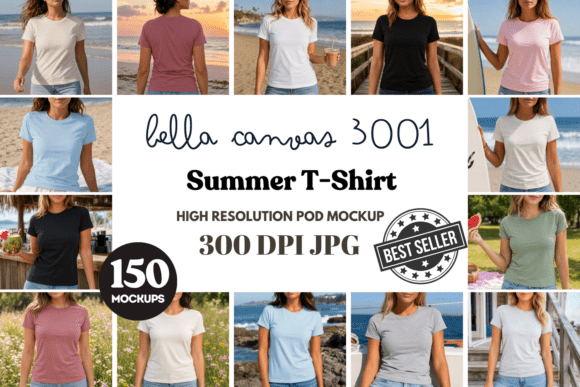 BC3001 Summer Female Shirt Mockup Bundle: A Professional Tool for Design Presentations
