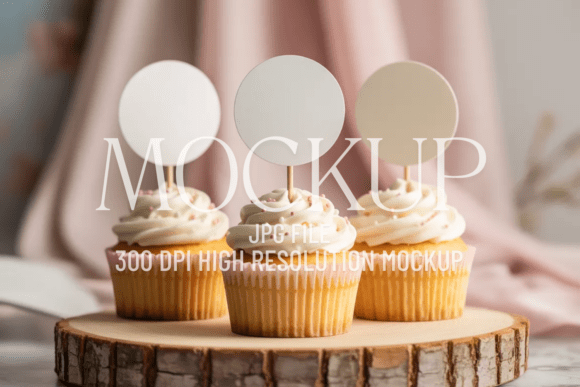 Boho Cupcake Topper Mockup: A Minimalist Tool for Stunning Design Presentations