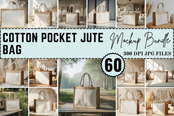 Cotton Pocket Jute Bag Mockup Bundle: Elevating Design Presentations with Strategic Simplicity