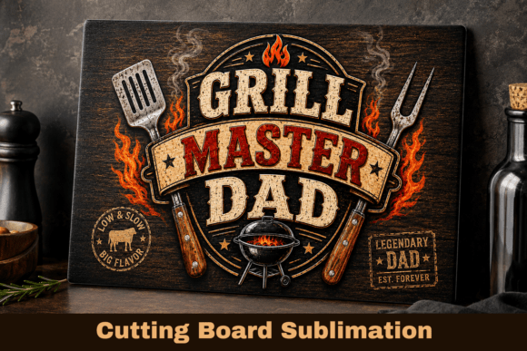 Fathers Day BBQ Cutting Board PNG