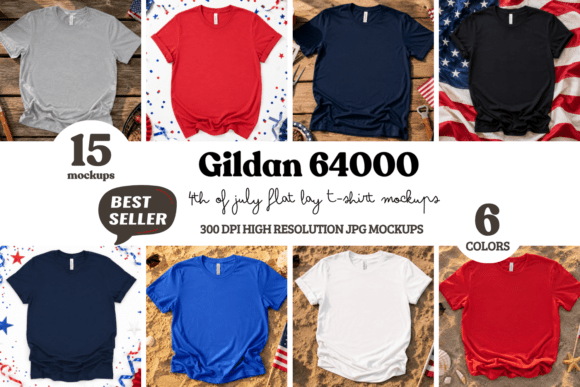 Gildan 64000 4th of July Mockup