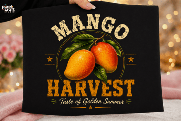 Mango Harvest Golden Summer PNG: A Digital Design for Tropical Lifestyle and Cottagecore Markets